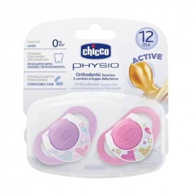 Chicco 2 li Physio Kauçuk Emzik 12 ay+ Kız - 1