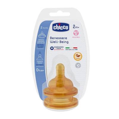 Chicco Biberon Emziği 2 ay+Akış Ayarlı 2li kauçuk - 1