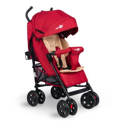 Comfymax Tam Yatar Baston Bebek Arabası – Dark Red - 1