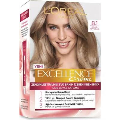 L'Oreal Paris Excellence Creme Saç Boyası Koyu Sarı Küllü 8.1 - 1