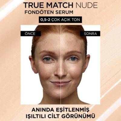 L'Oreal Paris L'oréal Paris True Match Nude Serum Fondöten 0.5-2 Very Light 3600523989898 - 4