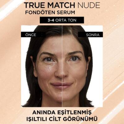 L'Oreal Paris L'oréal Paris True Match Nude Serum Fondöten 3-4 Light Medium 3600523989911 - 3