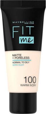 Maybelline New York Fit Me Matte + Poreless Fondöten 100 Warm Ivory - 1