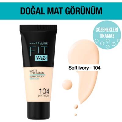 Maybelline New York Fit Me Matte+poreless Fondöten - 104 Soft Ivory - 1