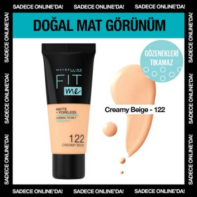 Maybelline New York Mat Fondöten - Fit Me Matte + Poreless Foundation No: 122 - 1