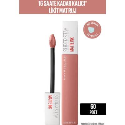 Maybelline New York Super Stay Matte Ink Unnude Likit Mat Ruj - 60 Poet -Nude - 1