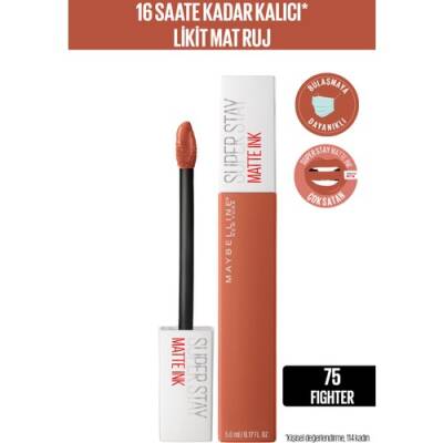 Maybelline New York Super Stay Matte Ink Unnude Likit Mat Ruj - 75 Fighter - Kahverengi - 1