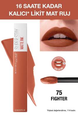 Maybelline New York Super Stay Matte Ink Unnude Likit Mat Ruj - 75 Fighter - Kahverengi - 2