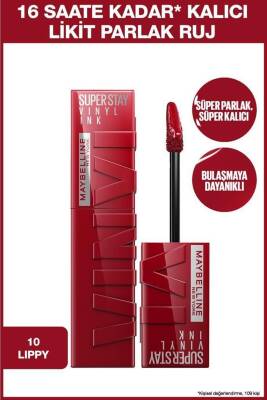 Maybelline New York Super Stay Vinyl Ink Uzun Süre Kalıcı Likit Parlak Ruj 10 Lippy - 1