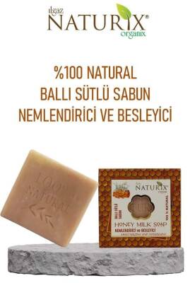 Naturix Natural Ballı Sütlü Sabun Peeling Etkili Nemlendirici Ve Besleyici %100 Doğal Honey Milk Soap - 1