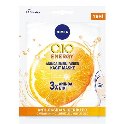 Nivea Energy Anti-oksidan Etkili Cilt Ile Uyumlu Q10 Ve C Vitamini Kağıt Maske 1 Adet - 1