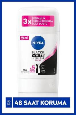 Nivea Kadın Stick Deodorant Black&White Invisible Clear 50 ml - 1