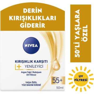 Nivea Kırışıklık Karşıtı +Canlandırıcı Yüz Bakım Kremi Yaş 55 + 50ml - 1