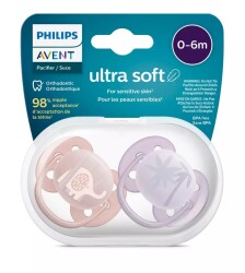 Philips Avent Ultra Soft Yumuşak 2li Emzik 0-6 Ay - Kız SCF091/09 - 1