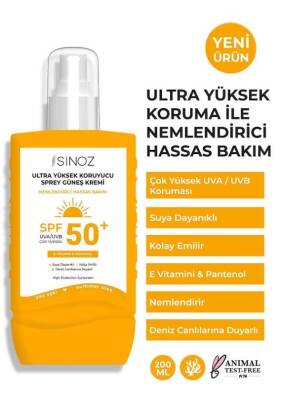 Sinoz Spf50+ Ultra Yüksek Koruyucu Vücut Güneş Kremi - Nemlendirici Hassas Bakım - 200 Ml Sprey - 1